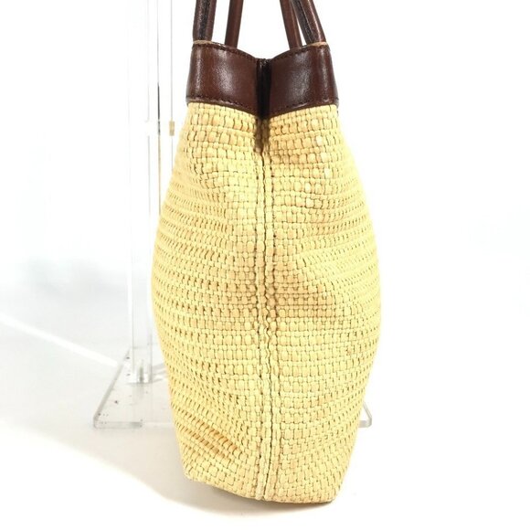 CHANEL CC CC Mark logo Bag Shoulder Bag Tote Bag Raffia / Leather Beige/Brown - Picture 4 of 15